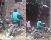 Snalažljivi bauštelci: Kran su napravili od prastarog motora (VIDEO)